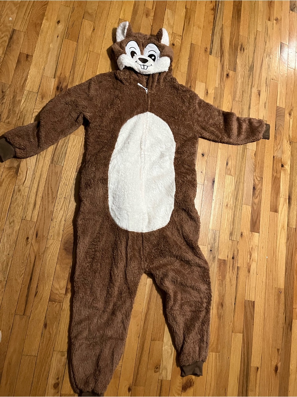 Brown Chipmunk Adult sz L One-Piece Hooded Fleece Costume